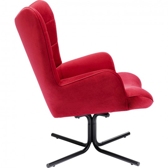 Fauteuil pivotant Oscar velours rouge