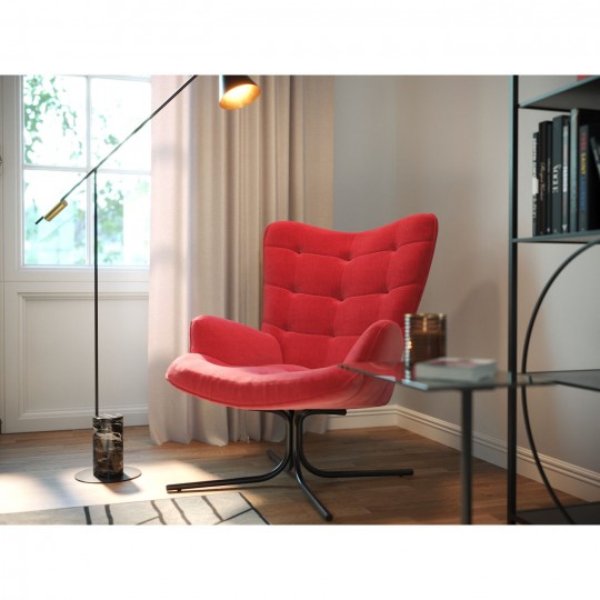 Fauteuil pivotant Oscar velours rouge