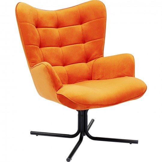 Fauteuil pivotant Oscar velours orange