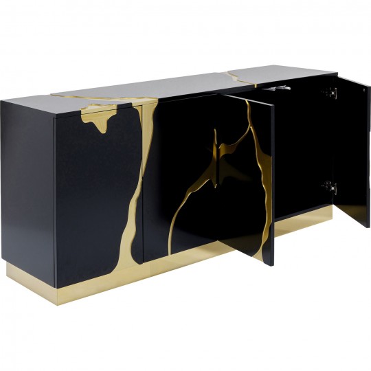 Aparador Cracked Preto Dourado 165x80cm Aparador Cracked Preto Dourado 165x80cm