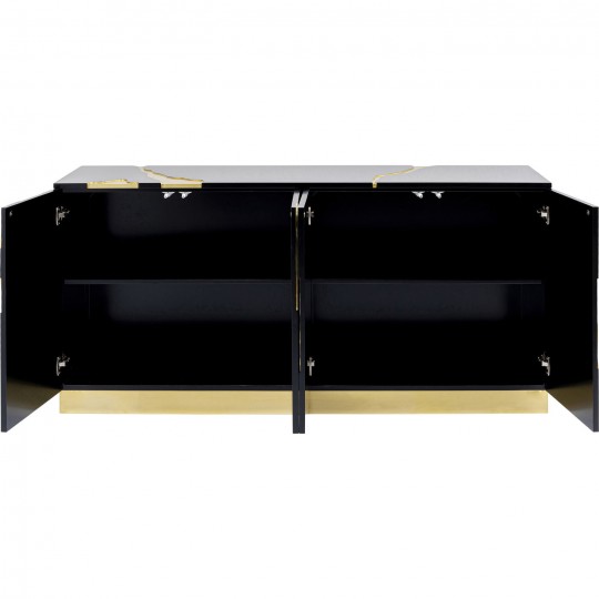 Aparador Cracked Preto Dourado 165x80cm Aparador Cracked Preto Dourado 165x80cm