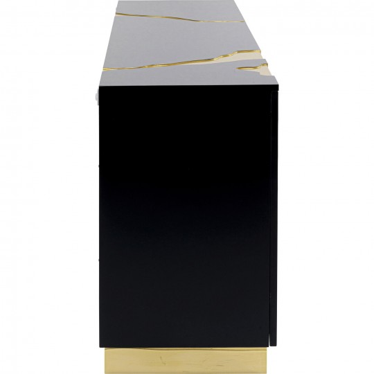 Aparador Cracked Preto Dourado 165x80cm Aparador Cracked Preto Dourado 165x80cm