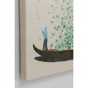 Tela Flower Boat Beige verde 80x100 cm