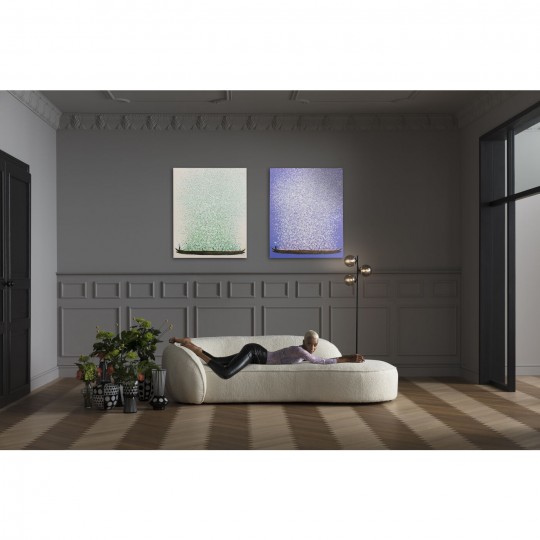 Tela Flower Boat Beige verde 80x100 cm