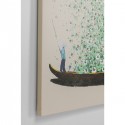 Tableau sur toile Flower Boat beige vert 120x160cm