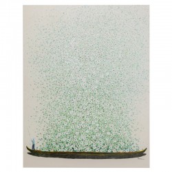 Tableau sur toile Flower Boat beige vert 120x160cm