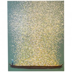 Canvas Picture Flower Boat Green Yellow 80x100cm