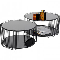 Mesa centro Wire Double Negro (2/Set)