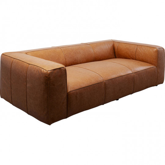 Sofá Cubetto Smart Leather Castanho claro 220cm