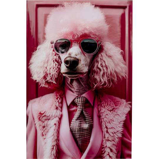 Glass Picture Pink Poodle 80x120cm