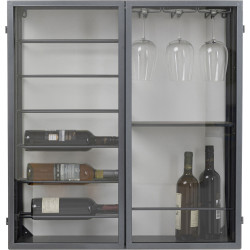 Wall Wine Shelf Porto Black 75x80cm
