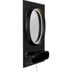 Wall Mirror Aero LED Black 80x141cm