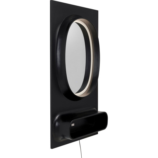Wall Mirror Aero LED Black 80x141cm