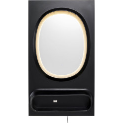 Wall Mirror Aero LED Black 80x141cm