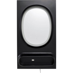 Wall Mirror Aero LED Black 80x141cm