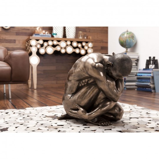 Deco Figurine Nude Man Hug Bronze 54cm Kare Design