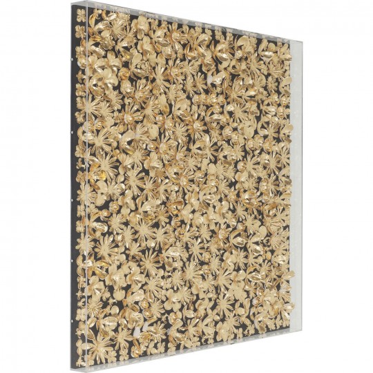Quadro c/ moldura Gold Flower 120x120cm Quadro c/ moldura Gold Flower 120x120cm