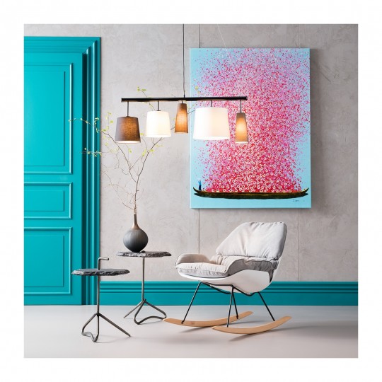 Picture Touched Flower Boat Blue Pink 160x120cm Kare Design Picture Touched Flower Boat Blue Pink 160x120cm Kare Design