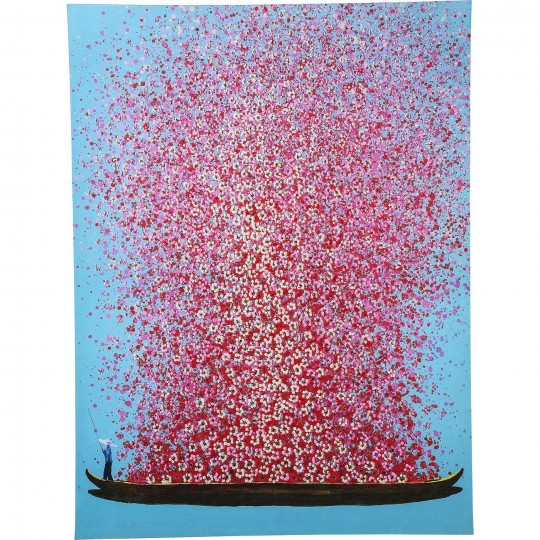 Picture Touched Flower Boat Blue Pink 160x120cm Kare Design Picture Touched Flower Boat Blue Pink 160x120cm Kare Design