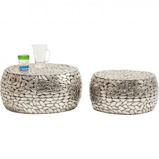 Coffee Table Pebbles Deluxe Silver (2/Set) Kare Design