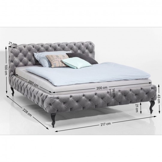Bed Desire Velvet Silver Grey 200x200cm Kare Design Bed Desire Velvet Silver Grey 200x200cm Kare Design