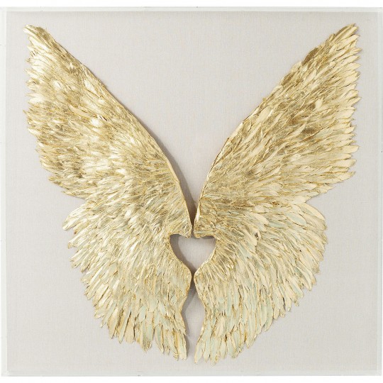 Wall Decoration Wings Gold White 120x120cm Kare Design