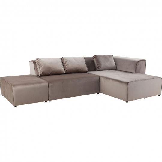 Sofá Infinity em veludo Taupe c/chaise à dir. Sofá Infinity em veludo Taupe c/chaise à dir.