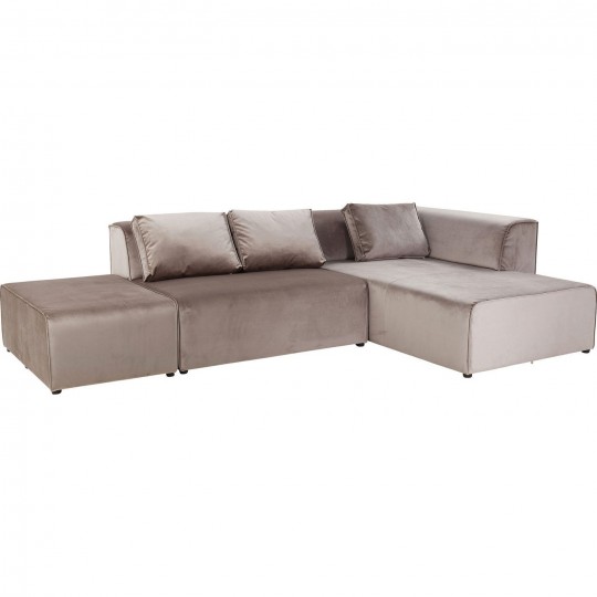 Sofá Infinity em veludo Taupe c/chaise à dir. Sofá Infinity em veludo Taupe c/chaise à dir.