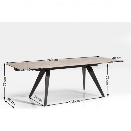 Mesa Extensível Amsterdam Dark 160(40+40)x90cm Mesa Extensível Amsterdam Dark 160(40+40)x90cm