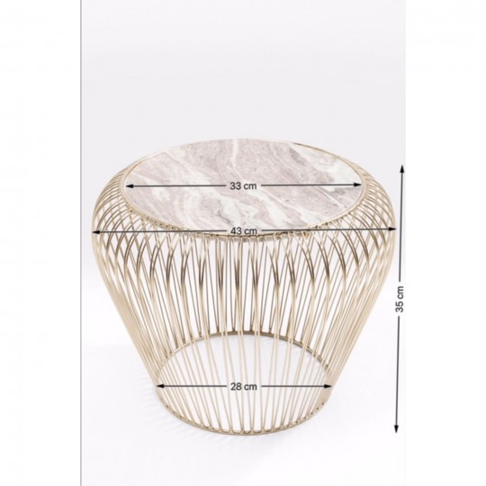 Mesa de Apoio Beam em mármore Cinzento Dourado Ø43cm