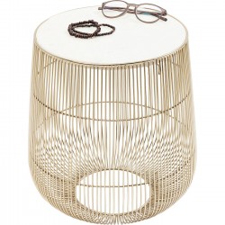 Side Table Beam White Marble Brass Ø32cm Kare Design