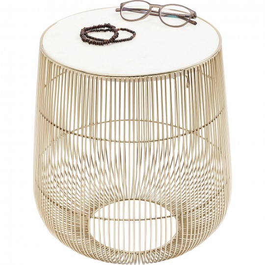 Side Table Beam White Marble Brass Ø32cm Kare Design