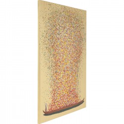 Picture Touched Flower Boat Gold Red 100x80cm Kare Design