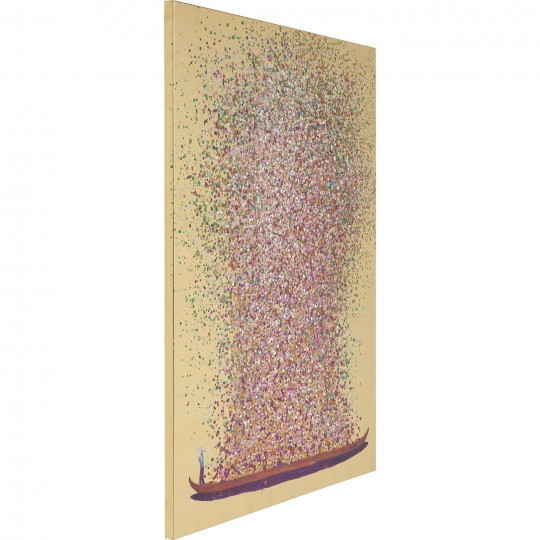 Tela a Óleo Flower Boat Gold Rosa 100x80cm