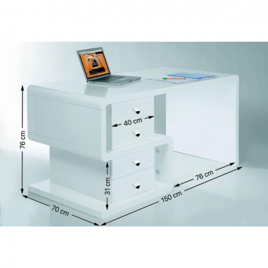 Secretária Club Snake Branca 150x70cm Secretária Club Snake Branca 150x70cm