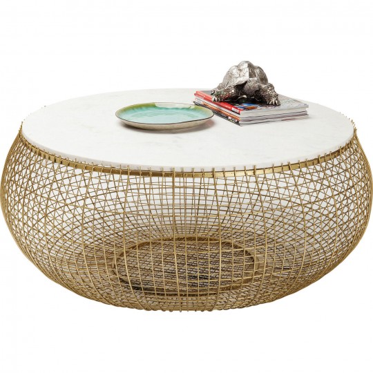 Mesa de Centro Cesta Marble Gold Ø100cm Mesa de Centro Cesta Marble Gold Ø100cm
