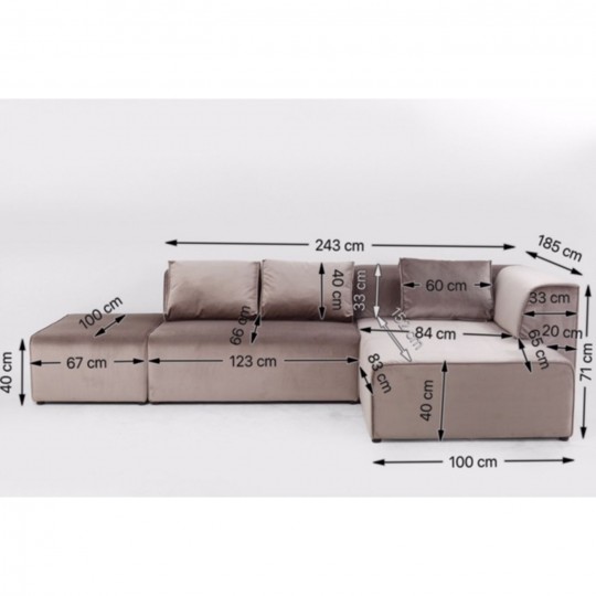 Sofa Infinity Velvet Taupe Right Kare Design Sofa Infinity Velvet Taupe Right Kare Design