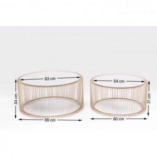 Coffee Table Wire Brass (2/Set) Kare Design Coffee Table Wire Brass (2/Set) Kare Design