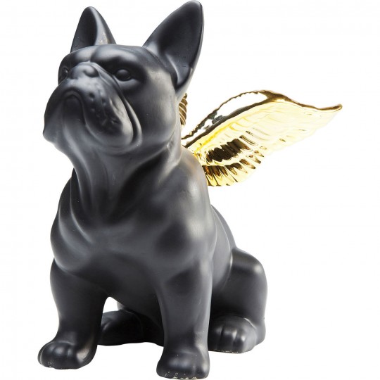 Peça Decorativa Sitting Angel Dog Dourado/Preto