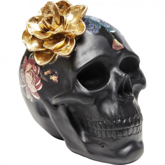 Peça Decorativa Flower Skull 22cm