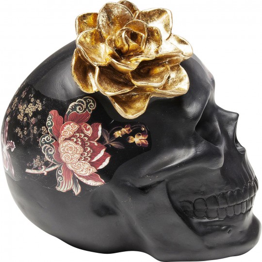 Peça Decorativa Flower Skull 22cm
