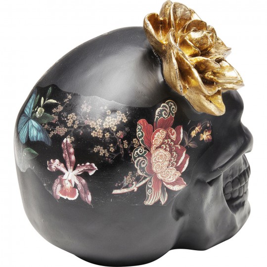 Peça Decorativa Flower Skull 22cm