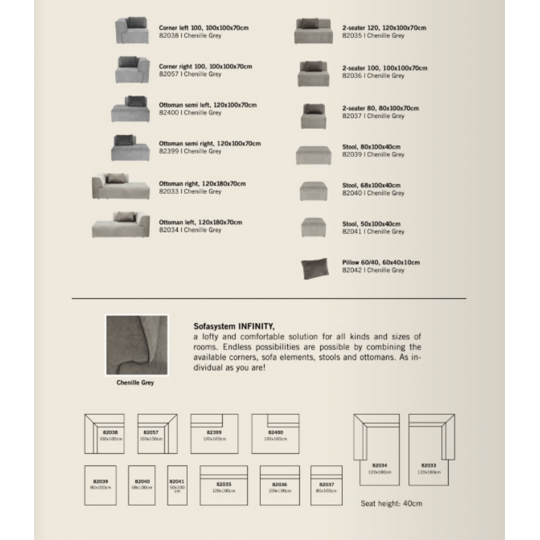 Módulo 80cm/2 Lug. Infinity Elements Cinzento
