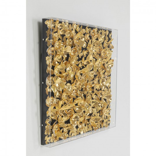 Quadro c/ moldura Gold Flower 60x60cm