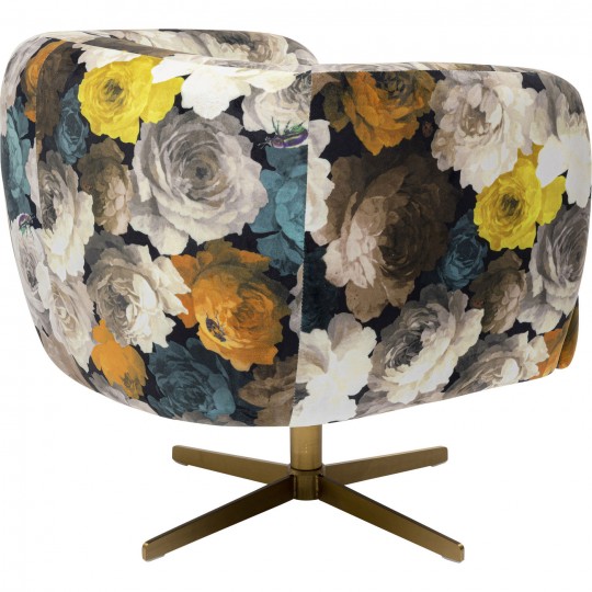Swivel armchair yellow peonies Kare Design Swivel armchair yellow peonies Kare Design