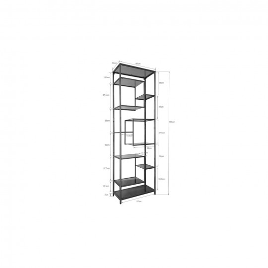 Estante Loft Preto 195x60cm