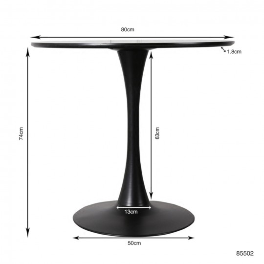Mesa Schickeria Preto Ø80cm