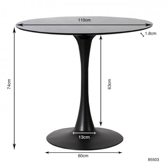 Table Schickeria noir Ø110