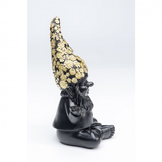 Figurine décorative Nain Meditation noir-doré 19
