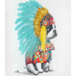 Tableau sur toile Headdress Dog 80x80cm